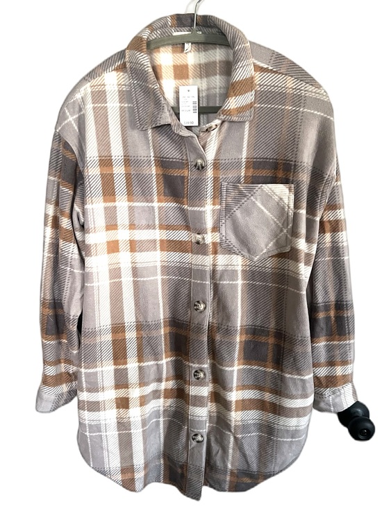 Maurices Tops - Maurices Fall Taupe Gray Plaid Flannel Button Down Shirt Harvest Autumn Style